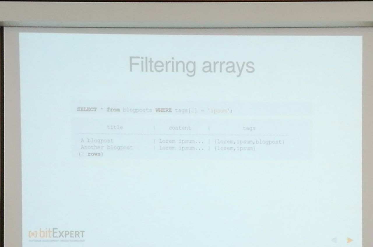 Filtering arrays